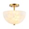 Jonathan Y Celine 11.88" 2-Light Modern Contemporary Alabaster/Iron Inverted Dome LED Semi Flush Mount, White Ma JYL1205A - alternate 1