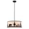 Vaxcel Acadia 3L Bronze Rustic Pendant Light White Linen Bear Deer Tree P0416 - alternate 1