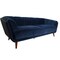 Homeroots Midnight Blue Velvet Finish Sofa with Solid Wood Dark Walnut Fluted Legs 373976 - alternate 5
