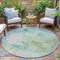 Homeroots 8' Beige Teal Blue And Ivory Round Abstract Washable Indoor Outdoor Area Rug 630809 - alternate 5
