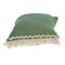 Homeroots 14" X 20" Green And Beige Cotton Lumbar Throw Pillow with Embroidery and Fringe 529186 - alternate 6