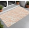 Homeroots 2' X 3' Peach and Ivory Abstract Washable Non Skid Indoor Outdoor Area Rug 559289 - alternate 1