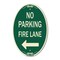 Signmission No Parking Fire Lane With Left Arrow, 12 Inch X 18 Inch Architectural Oval, Heavy Gauge Aluminum A-OV-G-1218-23736 - alternate 1