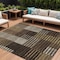 Homeroots 8' X 10' Chocolate Ivory And Gold Striped Washable Indoor Outdoor Area Rug 613160 - alternate 1