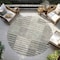 Homeroots 8' Beige Ivory And Taupe Round Striped Washable Indoor Outdoor Area Rug 613153 - alternate 8
