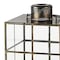 Homeroots 15" Gold Distressed Geometric Metal And Glass Tabletop Lantern Candle Holder 609336 - alternate 4