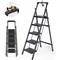 Wrightmaster 5-Step Iron Step Stool (9 ft. Reach), 330 lb. Load Capacity, with Workbench and Anti-Slip Pedals ZR-C5-BLACK - alternate 1
