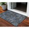 Homeroots 3' X 5' Teal Blue And Charcoal Floral Washable Indoor Outdoor Area Rug 604162 - alternate 1