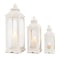 Homeroots Set of Three Clear And White Glass And Metal Floor Lantern Candle Holders, 3PK 719762 - alternate 1
