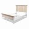 Homeroots White and Beige Shiplap Texture Distressed Solid Wood And Linen Queen Bed Frame 571387 - alternate 8