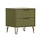Manhattan Comfort Rockefeller 20" Nightstand in Olive Green, 2-Drawer 102GMC9 - alternate 2