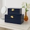 Vintiquewise Set of 2 Decortive Wooden Storage Boxes with Gold Accent for Keys, Jewelry, Makeup, or Extras, Blue QI004862.BK - alternate 7