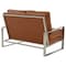 Leisuremod Jefferson Contemporary Faux Leather Loveseat with Silver Frame, Cognac Tan JAS53BR-L - alternate 7