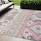 Homeroots 5' X 8' Pink Gray And Ivory Aztec Washable Indoor Outdoor Area Rug 598491 - alternate 1
