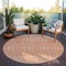 Homeroots 8' Salmon Gold And Ivory Round Tribal Washable Indoor Outdoor Area Rug 582640 - alternate 5