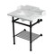 Kingston Brass 30-Inch Carrara Marble Console Sink with Brass Legs and Shelf, 8-Inch, 3-Hole LMS30MBSQB0 - alternate 1