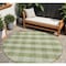 Homeroots 8' Green And Light Green Round Plaid Washable Indoor Outdoor Area Rug 595477 - alternate 1