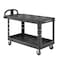 Rubbermaid Commercial Utility Cart with Deep Lipped & Flush Plastic Shelves, Plastic, 750 lb Load Capacity, 2 Shelves FG454500BLA - alternate 1