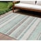 Homeroots 9' X 12' Teal Blue And Gray Striped Washable Indoor Outdoor Area Rug 632249 - alternate 1
