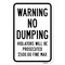 Signmission Warning No Dumping Violators Will Be Prosecuted $5 Aluminum, 18" x 24", A-1824-25023 A-1824-25023 - alternate 3