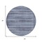 Homeroots 8' Blue And Charcoal Round Striped Washable Indoor Outdoor Area Rug 631487 - alternate 5
