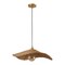 Jonathan Y Miko 24.5" Modern Coastal Organic Curve Rattan LED Pendant, Natrual Brown/Brass Gold JYL1606A - alternate 11