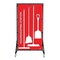 5S Supplies Housekeeping Shadow Board Broom Station V6, Red / White Shadows, Kit HSB-V6-RED/WHITE-KIT - alternate 1