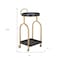 Homeroots 17in Black And Brass Steel and Solid Wood Distressed Round Rolling Bar Cart 668798 - alternate 8