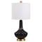 Jonathan Y Parker 21.5" Contemporary Traditional Ceramic/Metal Gourd LED Table Lamp, Brass/Black JYL1030B - alternate 8