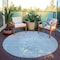 Homeroots 8' Sky Blue Round Abstract Washable Indoor Outdoor Area Rug 608252 - alternate 9
