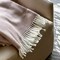 Homeroots 70" X 55" Pink And White Cotton Blend Woven Herringbone Plush Throw Blanket with Tassels 474024 - alternate 5