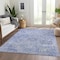 Homeroots 3' X 5' Sky Blue Ivory And Gray Damask Washable Indoor Outdoor Area Rug 603785 - alternate 9