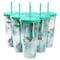 Gibson Home Tropical Sway Vineyard 6Pc 24Oz Double Wall Plastic Tumbler Set with Lid & Straw in Teal 136425.01 - alternate 1