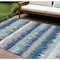 Homeroots 10' X 14' Blue Gray And Ivory Striped Washable Indoor Outdoor Area Rug 598333 - alternate 1