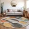 Homeroots 8' Gray Gold And Orange Round Geometric Washable Indoor Outdoor Area Rug 618024 - alternate 7