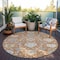 Homeroots 8' Copper Ivory And Gray Round Damask Washable Indoor Outdoor Area Rug 599408 - alternate 7