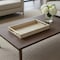 Homeroots 16in Cream Wood and Vinyl Faux Shagreen Serving Tray With Gold Handles 518597 - alternate 7