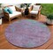 Homeroots 8' Lavender And Teal Blue Round Abstract Washable Indoor Outdoor Area Rug 618450 - alternate 1