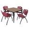 Regency Square Kahlo Breakroom Table W/ 4 M Stack Chairs, 36 in W, 36 in L, Noble Oak TPL3636NOBK47BY - alternate 1