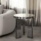 Homeroots 20" Black and Silver Mirrored Marble and Glass Round End Table 569207 - alternate 9