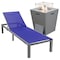 Leisuremod Marlin Grey Aluminum Patio Chaise Lounge Chair with Square Fire Pit Table, Navy Blue MLGRCF21-77NBU - alternate 1