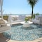 Homeroots 8' Teal Blue Gray And Gold Round Floral Washable Indoor Outdoor Area Rug 595993 - alternate 8