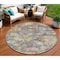 Homeroots 8' Gold Blue And Brown Round Floral Washable Indoor Outdoor Area Rug 604152 - alternate 1