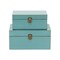 Homeroots Set of Two Teal Blue Wood And Fabric Box With Lid, 2PK 489394 - alternate 7