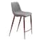 Homeroots Set of Two 26" Slate Gray and Brown Faux Leather and Steel Counter Height Bar Chairs 555683 - alternate 9