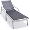 Leisuremod Marlin Patio Chaise Lounge Chair with Armrests in White Aluminum Frame, Black MLAW-77BL - alternate 1