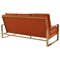Leisuremod Jefferson Contemporary Velvet Sofa with Gold Frame, Orange JAG77OR - alternate 7