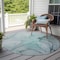 Homeroots 8' Round Teal Round Abstract Washable Non Skid Indoor Outdoor Area Rug 559420 - alternate 9
