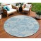 Homeroots 8' Sky Blue And Denim Blue Round Abstract Washable Indoor Outdoor Area Rug 609578 - alternate 1