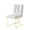 Homeroots Set of Two Tufted White and Gold Upholstered Faux Leather Dining Side Chairs 543550 - alternate 7